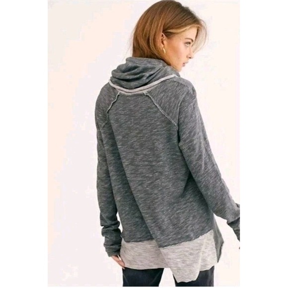 Free People Tops - Free People Beach Cocoon Cowl Tunic Top Sweatshirt Womens S Gray Lounge Yoga FPB